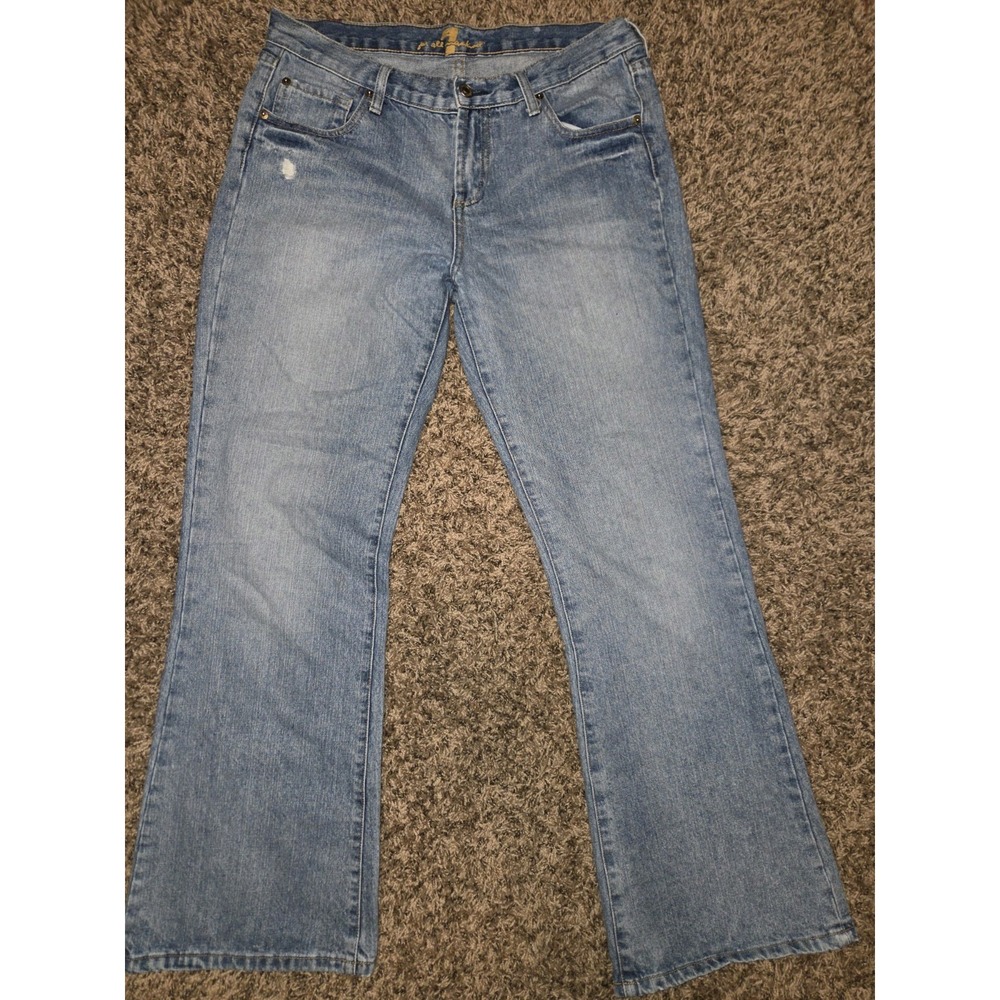 Vtg Low Rise 7 For All Mankind Y2K 100% Cotton Rigid Bootcut Jeans Size 32